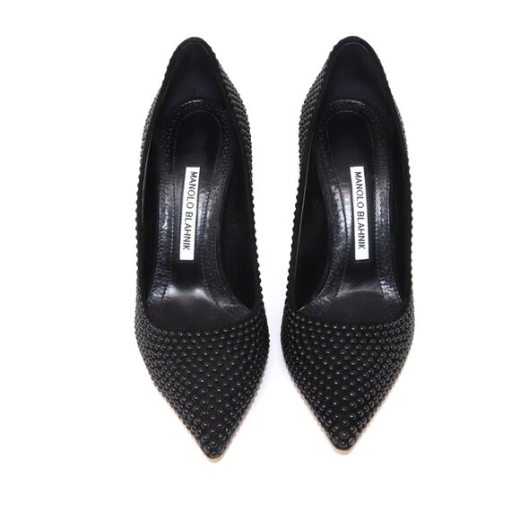 Manolo Blahnik Black Studded Heels - Picture 9 of 12